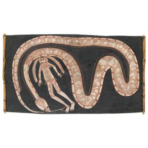 Nawaram - Rock Python Eating Dreamtime Woman -ngalyangdon Artwork Image